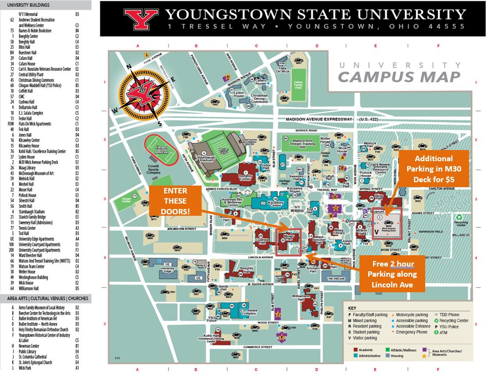 STEM Showcase Event Location and Parking Map academics.ysu.edu